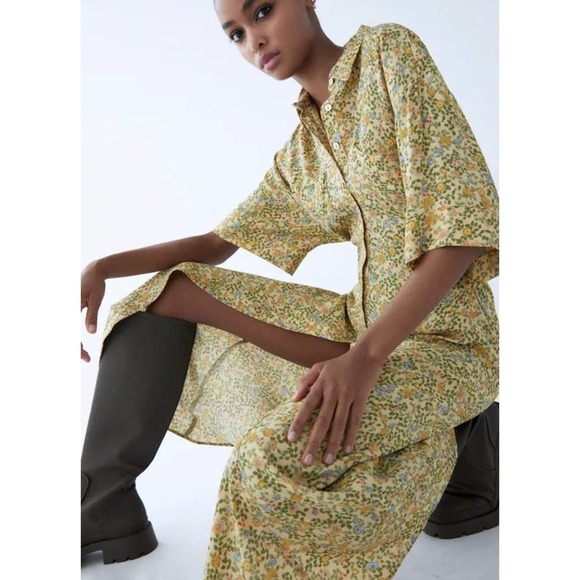 NWT Zara Gorgeous new Printed Floral Shirt Midi Dress Zara.price is firm - Picture 4 of 8